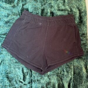 Black pull on cotton shorts